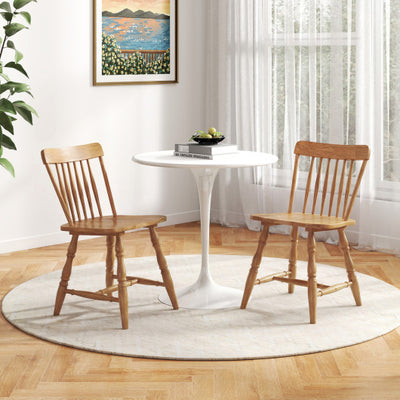 Windsor Dining Chairs Set of 2 with Curved Spindle Back-Natural