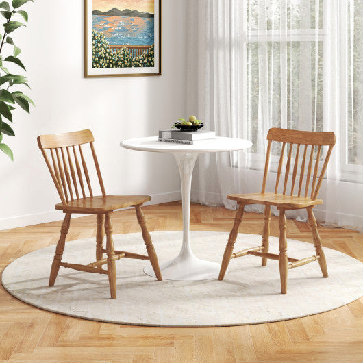 Windsor Dining Chairs Set of 2 with Curved Spindle Back-Natural