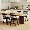 Windsor Dining Chairs Set of 4 with Curved Spindle Back-Black - Black