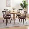 Windsor Dining Chairs Set of 4 Mid Century Rubber Wood Kitchen Chairs with Swivel Seat-Walnut