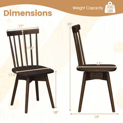 Windsor Dining Chairs Set of 4 Mid Century Rubber Wood Kitchen Chairs with Swivel Seat-Walnut
