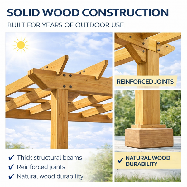 Shade N' Shelters 11' x 11' Cedar Wood Pergola with Adjustable Canopy