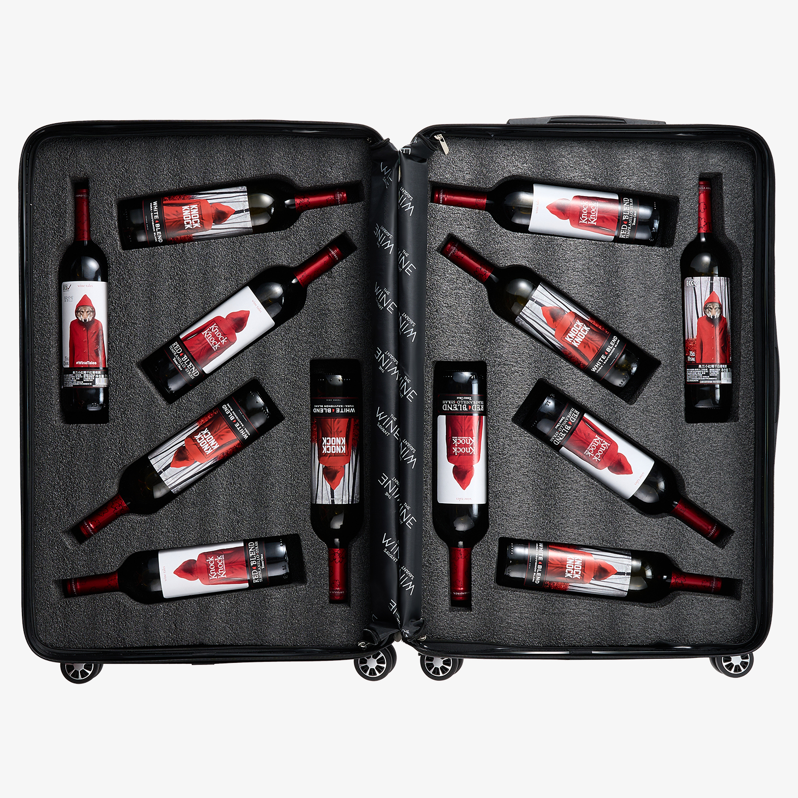 Wine Bottle Suitcase | Holds 12 Standard 750 ML Size Bottles | Universal Airplane Luggage Case, TSA Approved Wheeled Bag For Professionals and Consumers, Gift For Wine Lovers & Connoisseurs (28 IN)