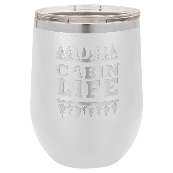 Cabin Life 12 oz Wine Tumbler - Powder Coated