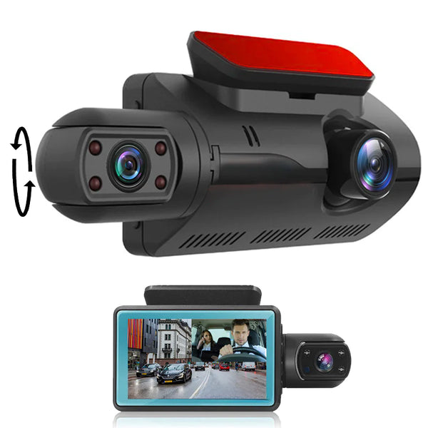 3-Inch Dual Lens 1080P Car Dash Cam 360° Recording