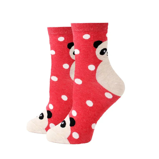 Women Socks New Funny Cute Cartoon Animal Cat Dog Parrot Novelty