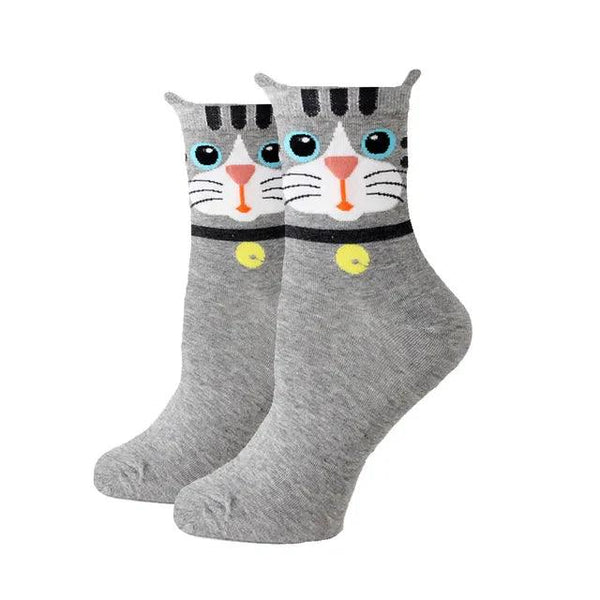 Women Socks New Funny Cute Cartoon Animal Cat Dog Parrot Novelty