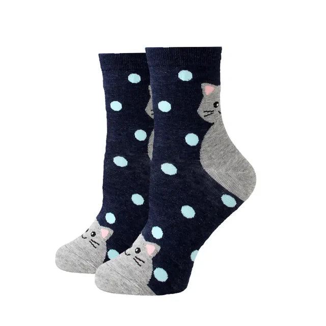Women Socks New Funny Cute Cartoon Animal Cat Dog Parrot Novelty