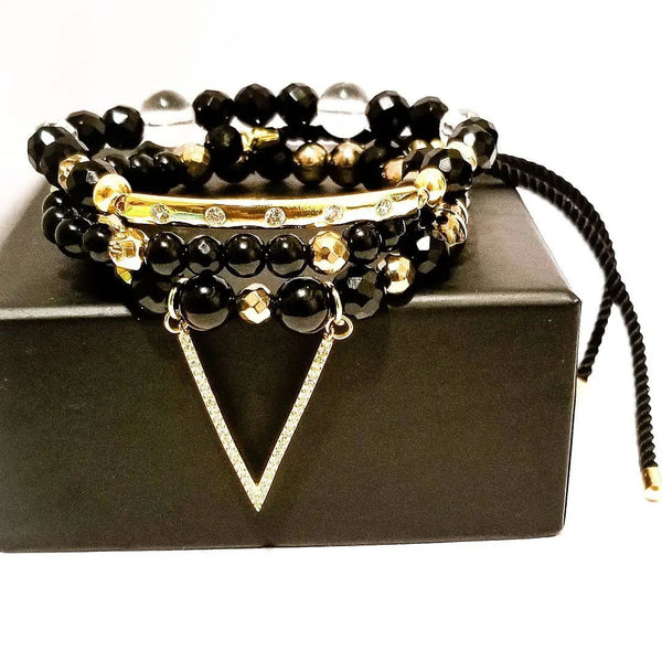 Women's Onyx and Gold Hematite Set