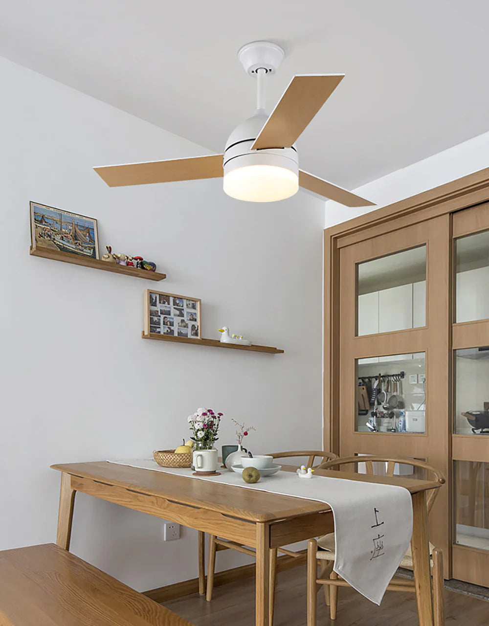 Wood Blade Ceiling Fan Light