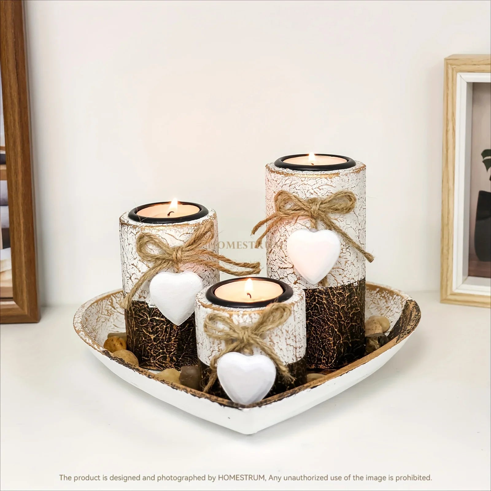 Wood Candlestick - White Rustic Farmhouse Tea Light Holders