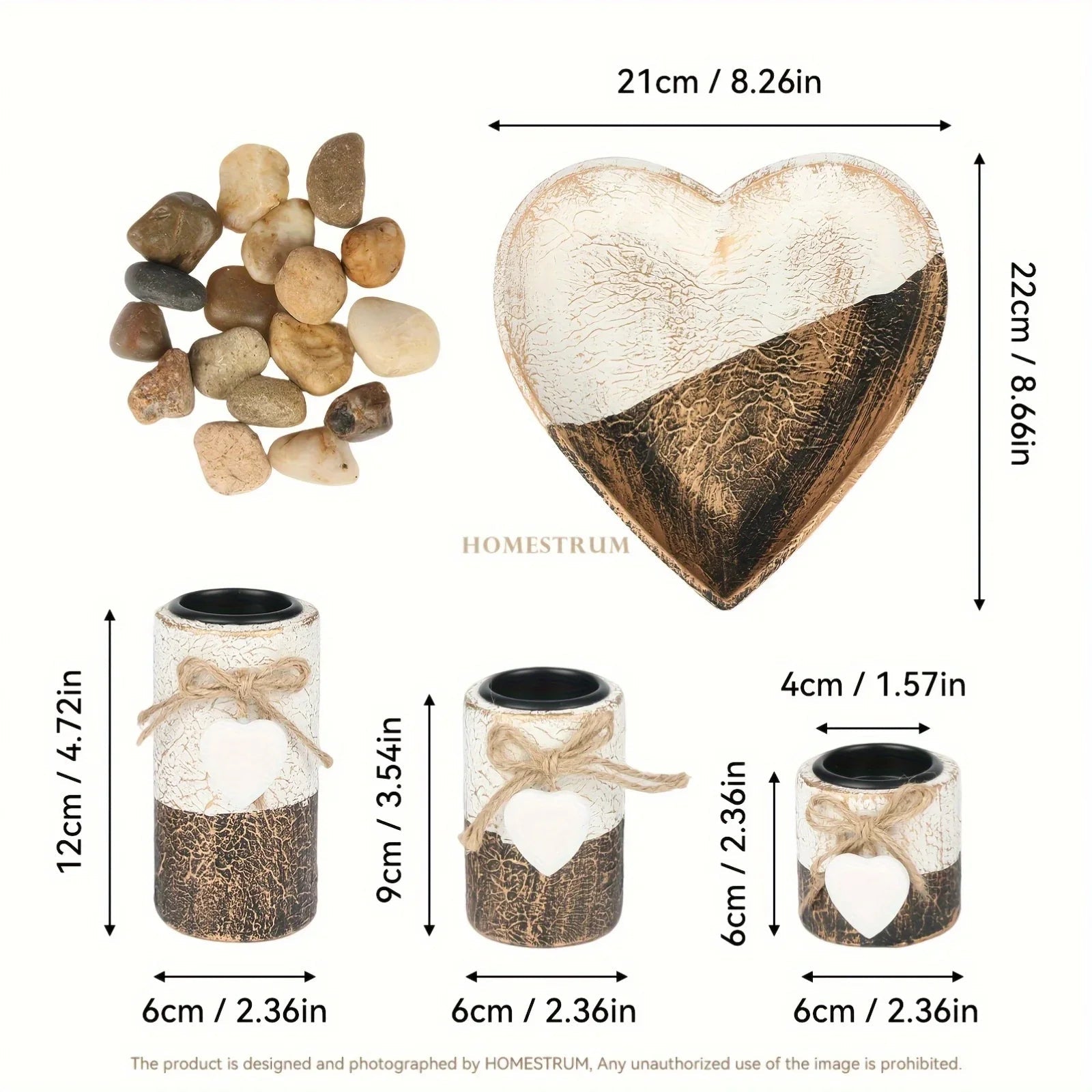 Wood Candlestick - White Rustic Farmhouse Tea Light Holders
