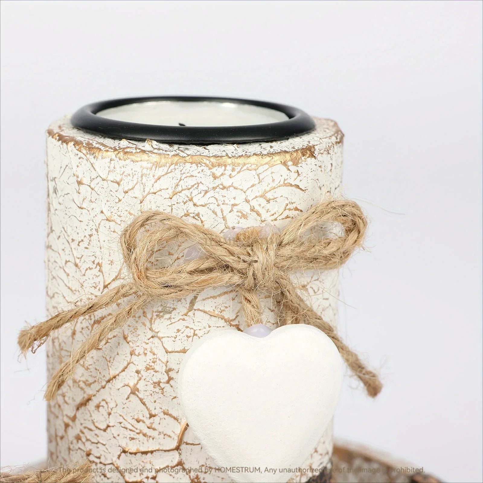 Wood Candlestick - White Rustic Farmhouse Tea Light Holders
