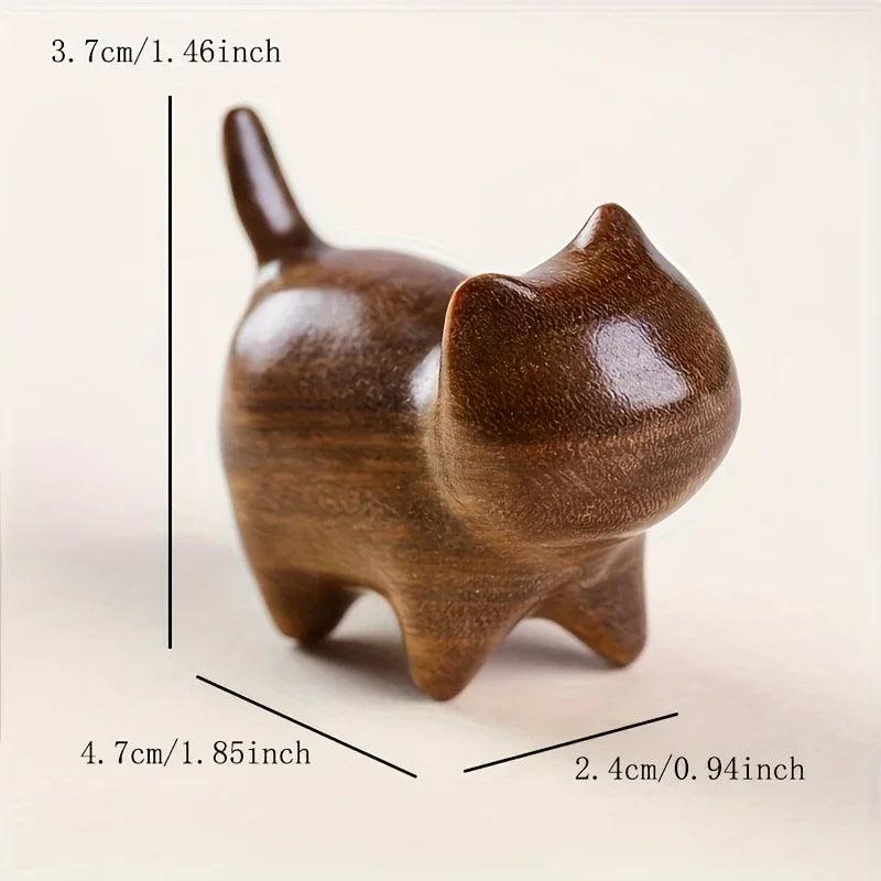 Wood Cat Statue Paperweight