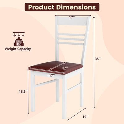 Wood Dining Chairs Set of 4 with Rubber Wood Frame-White