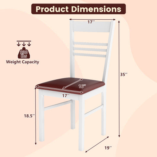 Wood Dining Chairs Set of 4 with Rubber Wood Frame-White