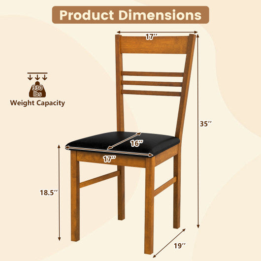 Wood Dining Chairs Set of 4 with Rubber Wood Frame-Walnut