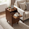 Wood Nightstand with Drawers and Solid Wood Legs for Bedroom-Brown