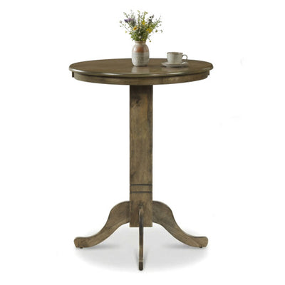 Wood Pub Round Dining Table with Pedestal Base-Gray