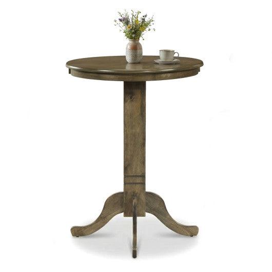 Wood Pub Round Dining Table with Pedestal Base-Gray