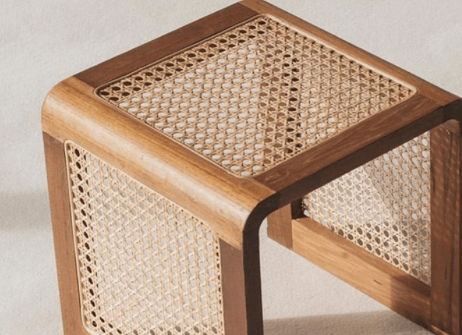 Japanese-Style Woven Wood Side Table (Square)