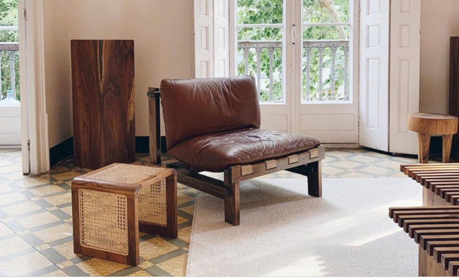 Japanese-Style Woven Wood Side Table (Square)