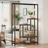 Wooden 5-Tier Bookshelf with Hanging Hooks, 70.9 Inch Tall Natural Wood Plant Stand