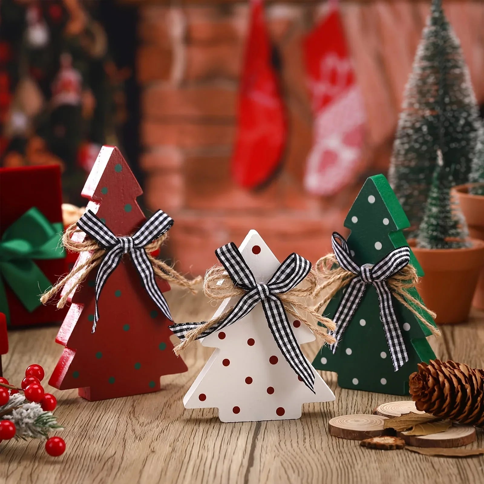 Wooden Christmas Tree Rustic Design with Natural Wood Finish