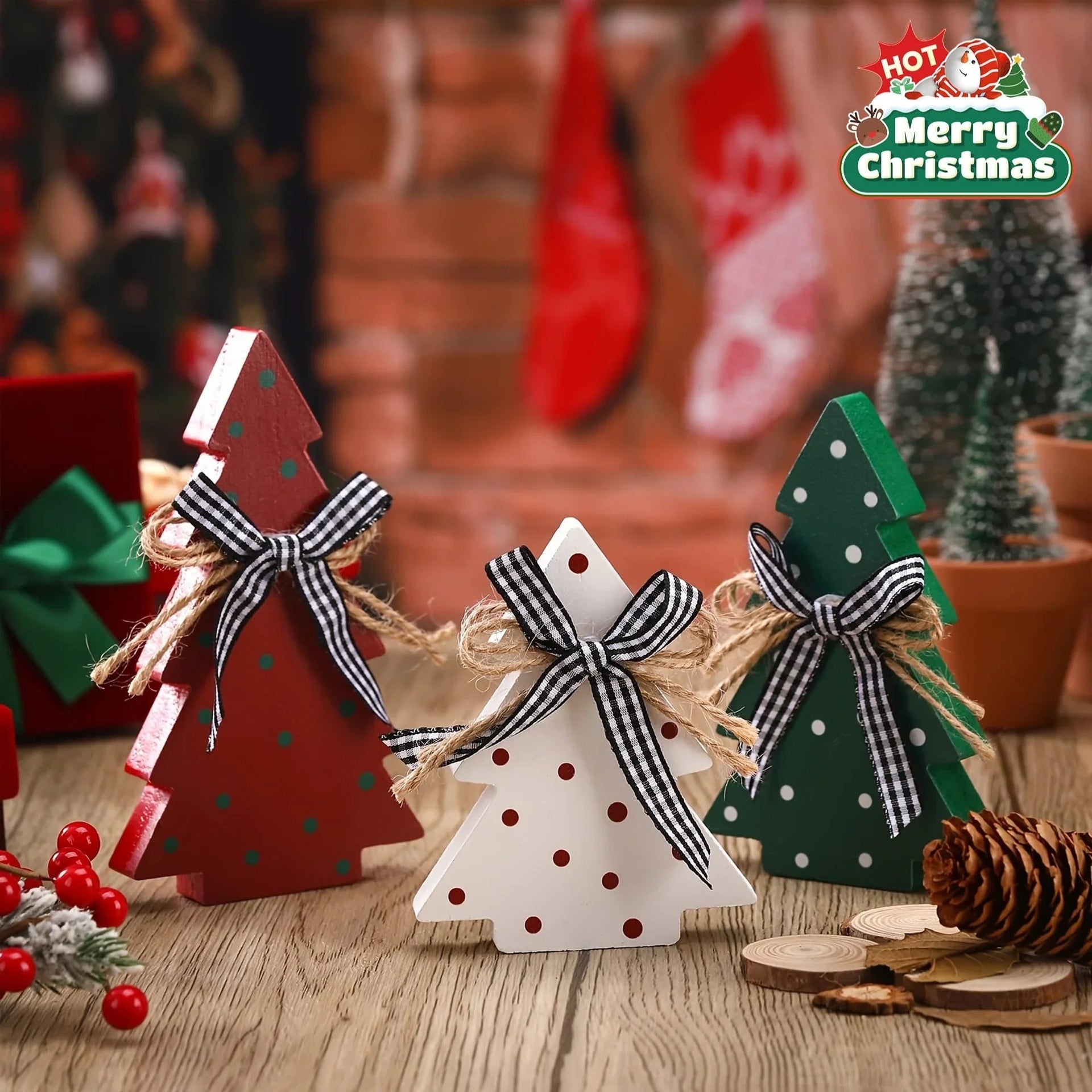 Wooden Christmas Tree Rustic Design with Natural Wood Finish