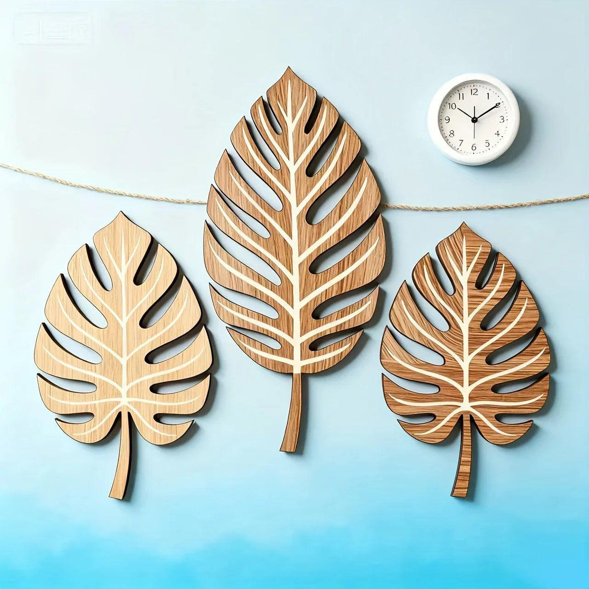 Wooden Christmas Wall Art Set of 3 Botanical Design Plaques
