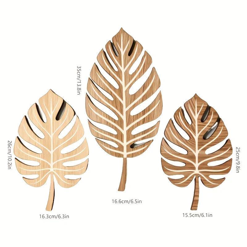 Wooden Christmas Wall Art Set of 3 Botanical Design Plaques