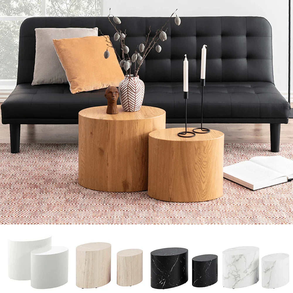 Wooden Oval Coffee Table Set with Multiple Colors