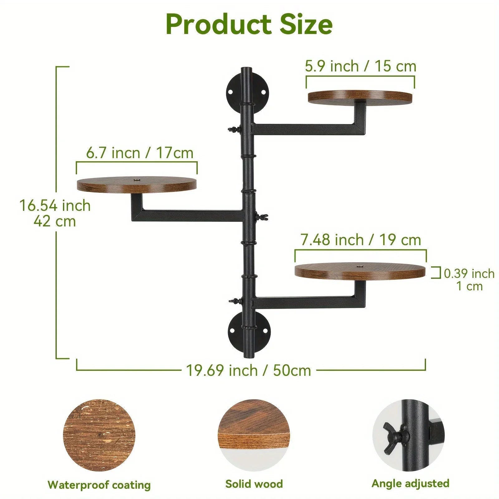 Wooden Rotatable Window Sill Plant Stand, 3 Tier Wall Plant Stand, 180 Degree Rotating Plant Stand, Mid-Century Wooden Style Plant Stand For Indoor And Outdoor Decoration (black)