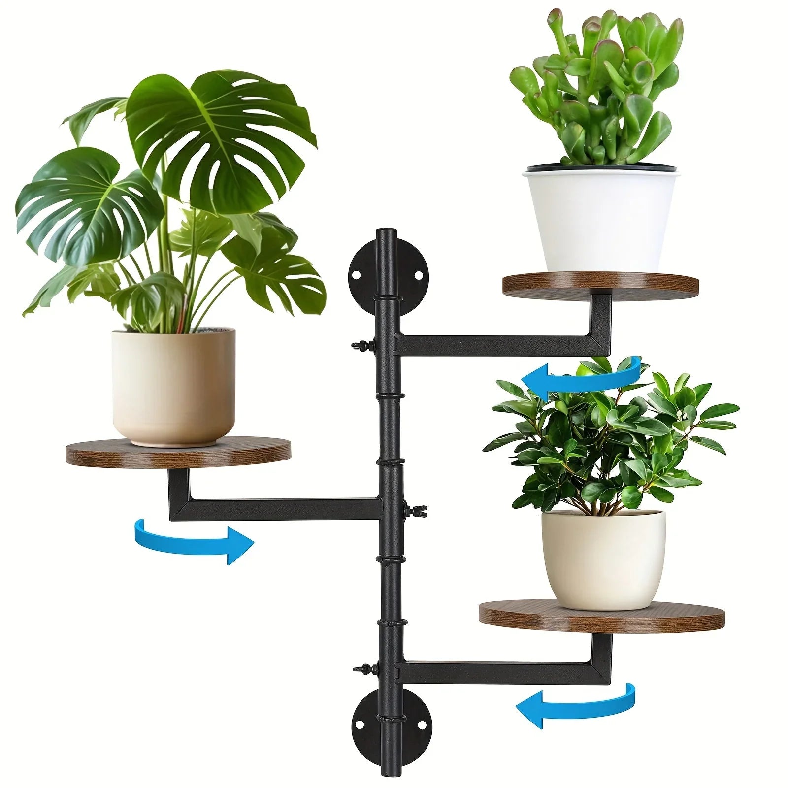 Wooden Rotatable Window Sill Plant Stand, 3 Tier Wall Plant Stand, 180 Degree Rotating Plant Stand, Mid-Century Wooden Style Plant Stand For Indoor And Outdoor Decoration (black)