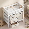 Wooden Baby Changing Table Diaper Changing Station with 3 Fabric Storage Drawers-Beige