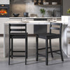 Wooden Bar Stools Set of 2 with Ergonomic Backrest and Footrest-Black