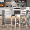 Wooden Bar Stools Set of 2 with Ergonomic Backrest and Footrest-White