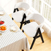 Wooden Dining Chair Set of 2 Mid-Century Modern Sherpa Upholstered Kitchen Dining Room Chairs-Black