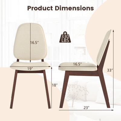 Wooden Dining Chair Set of 4 Mid-Century Modern Upholstered Side Armless Chair-Brown
