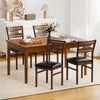 Wooden Dining Chair Set of 2 with PU Leather Padded Seat and Rubber Wood Frame-Walnut