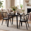Wooden Dining Chair Set of 2 with High Spindle Back and Wide Seat-Black