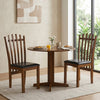 Wooden Dining Chair Set of 2 with Spindle Back & PU Leather Seat-Black