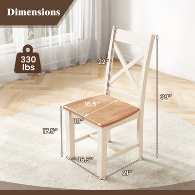 Wooden Dining Chairs Set of 2 with High Back and Rubber Wood Frame-Natural