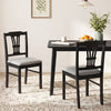 Wooden Dining Chairs Set of 2 Upholstered Kitchen Chairs with Solid Rubber Wood Frame-Gray