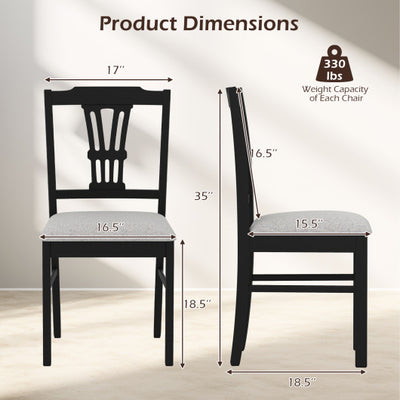 Wooden Dining Chairs Set of 2 Upholstered Kitchen Chairs with Solid Rubber Wood Frame-Gray