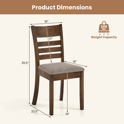 Wooden Dining Chairs Set of 4 Upholstered Kitchen Chairs with Rubber Wood Frame-Brown