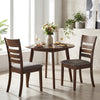 Wooden Dining Chairs Set of 2 Upholstered Kitchen Chairs with Rubber Wood Frame-Brown