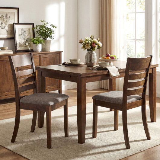 Wooden Dining Chairs Set of 2 Upholstered Kitchen Chairs with Rubber Wood Frame-Brown