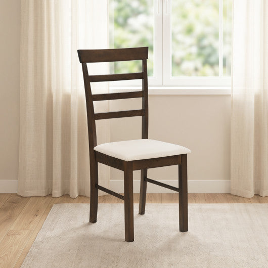 Wooden Dining Chairs Set of 4 with Fabric Cushion for Dining Room-Brown