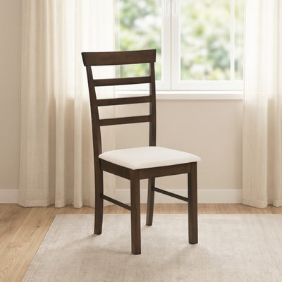 Wooden Dining Chairs Set of 4 with Fabric Cushion for Dining Room-Brown